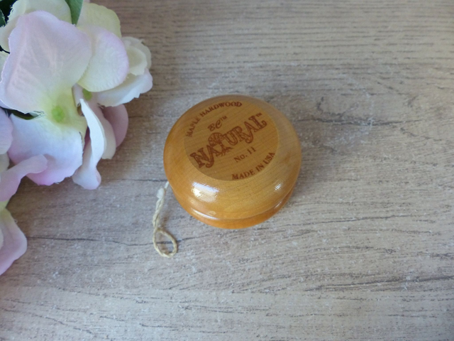 Ancien yo-yo en bois dur d'érable fabriqué aux USA, petit jeu américain en bois, souvenir d'enfance, collection déco jeu en bois vintage