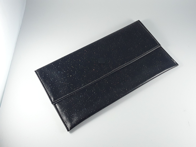pochette à masques toile cirée 7 noire pailletée intérieur gris pailleté