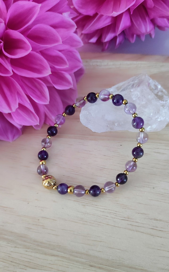 Bracelet "Anxiété et Stress" Améthyste lavande et Améthyste