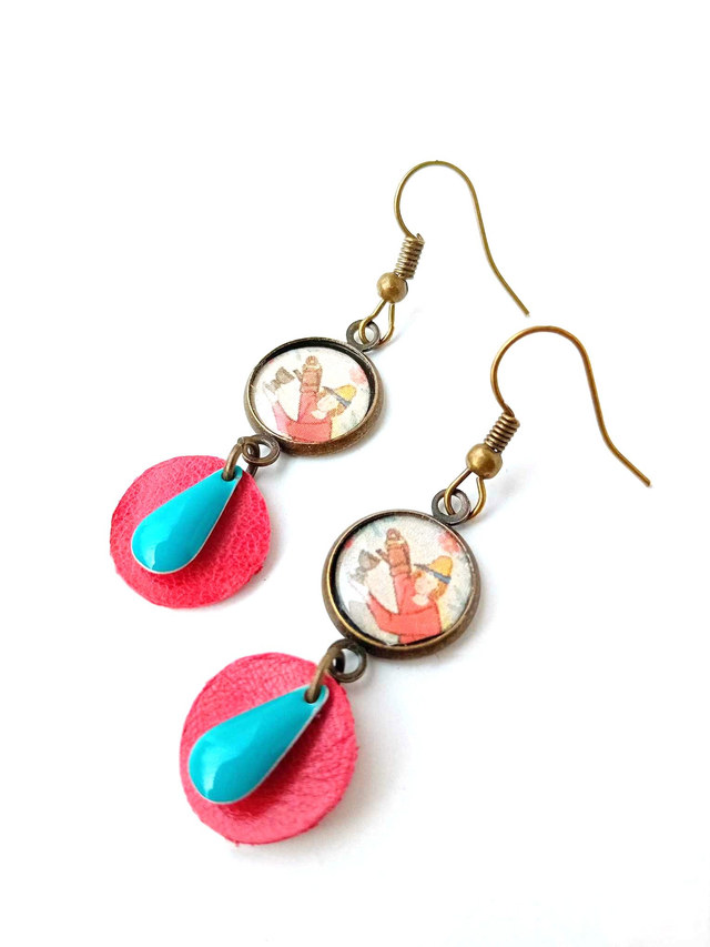 BO Médiévales Cabochon Tapisserie Vigneron- CUIR et PAPIER RECYCLÉS - Pièces Artisanales et Uniques