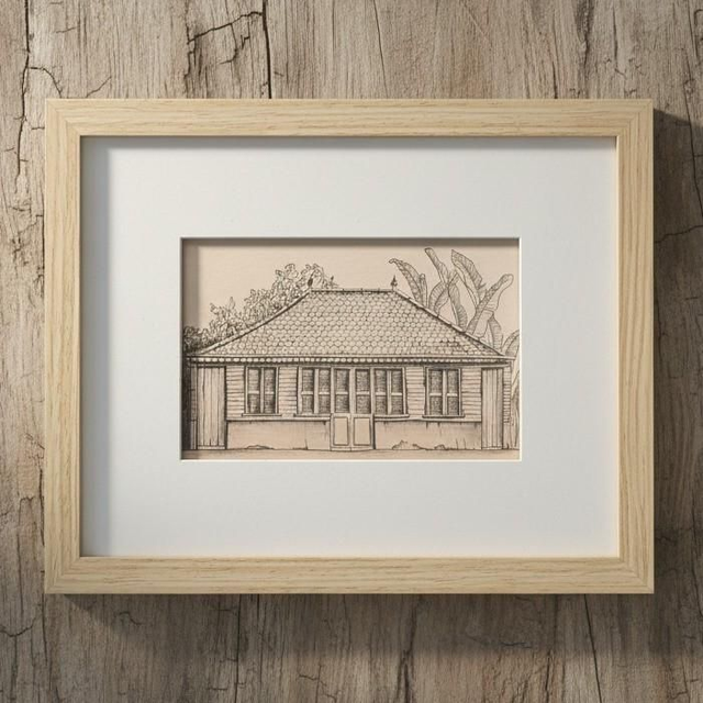 Grande carte A5 mix original / repro - case créole #3 - Les Trois Ilets - Martinique 