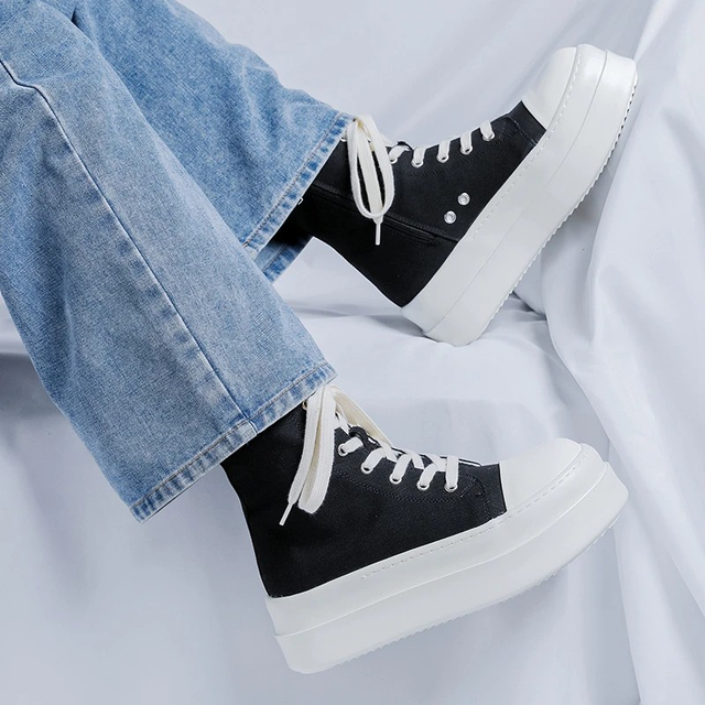 Men's High-Top Casual Sneakers with Thick Platform Sole