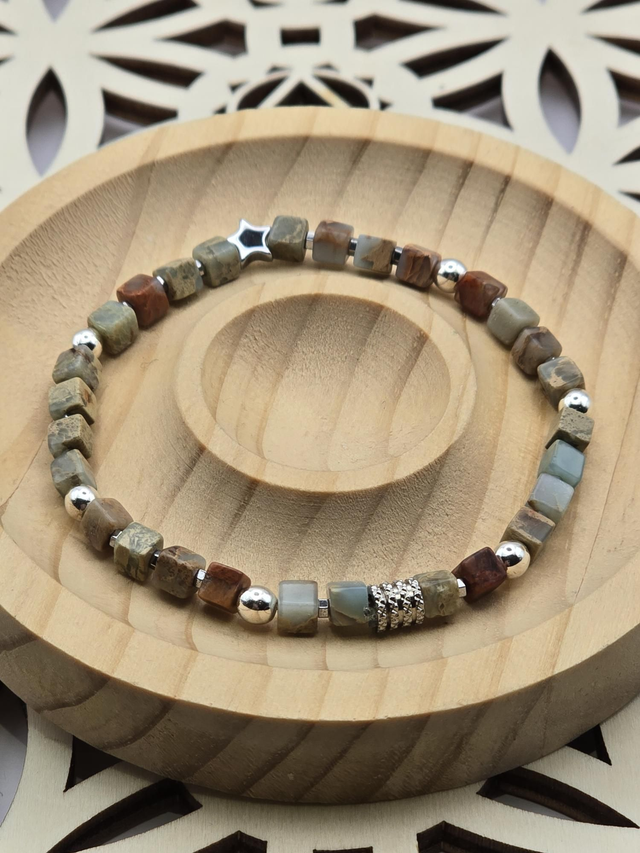 Bracelet Jaspe Impérial carré 0,4 cm