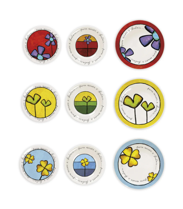 EGAN - Set 18 Piatti Pane Amore e Fantasia  (6 fondi, 6 piani, 6 dessert)