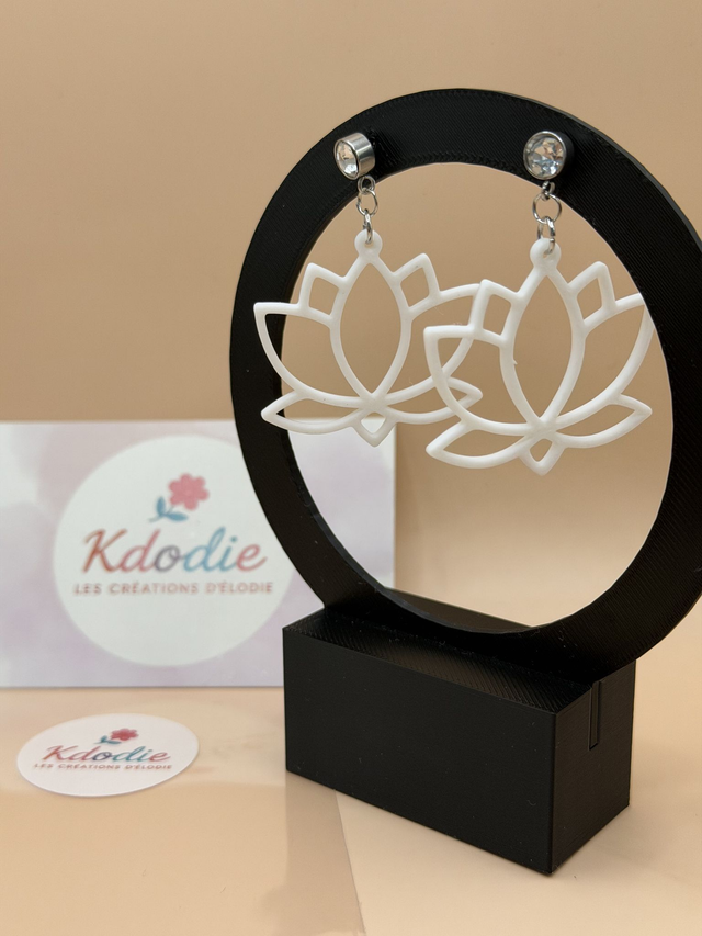 Boucles d'oreilles Fleur Lotus - Attaches Fantaisies 