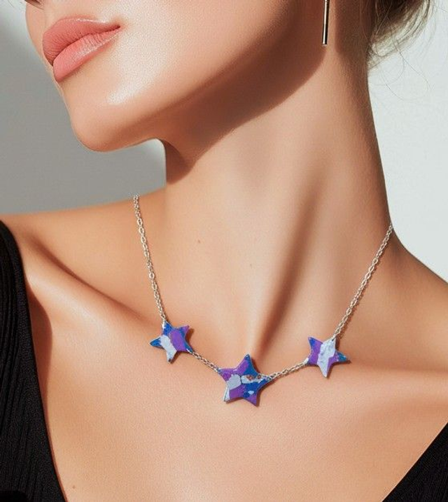 Collier composé étoile réversible 