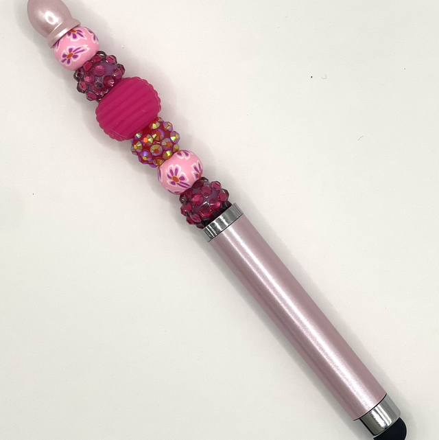 S57 - Stylo à perles ton rose clair