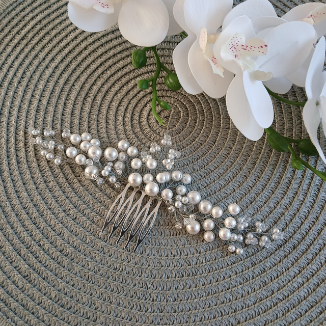 Haarspeld witte schelp pareltjes (10.006)