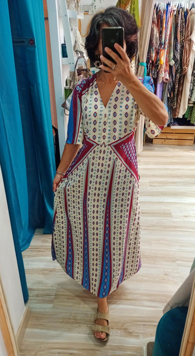 Vestido étnico manga tulipán 
