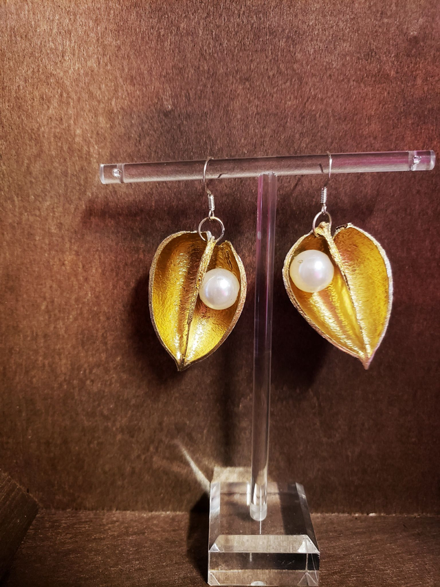 Ohrringe Blauglockenbaum gold/silber Perle