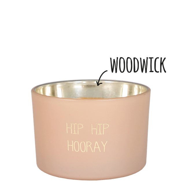 Geurkaars met houten lont (Woodwick) | Hip Hip Hooray