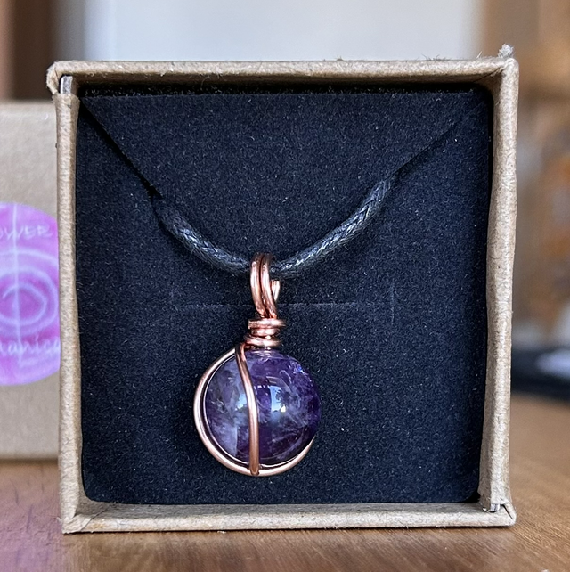Amethyst and Copper Adjustable Necklace 