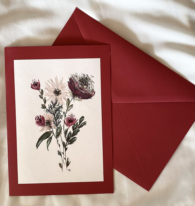 Doppelkarte gross - Roter Blumengruss