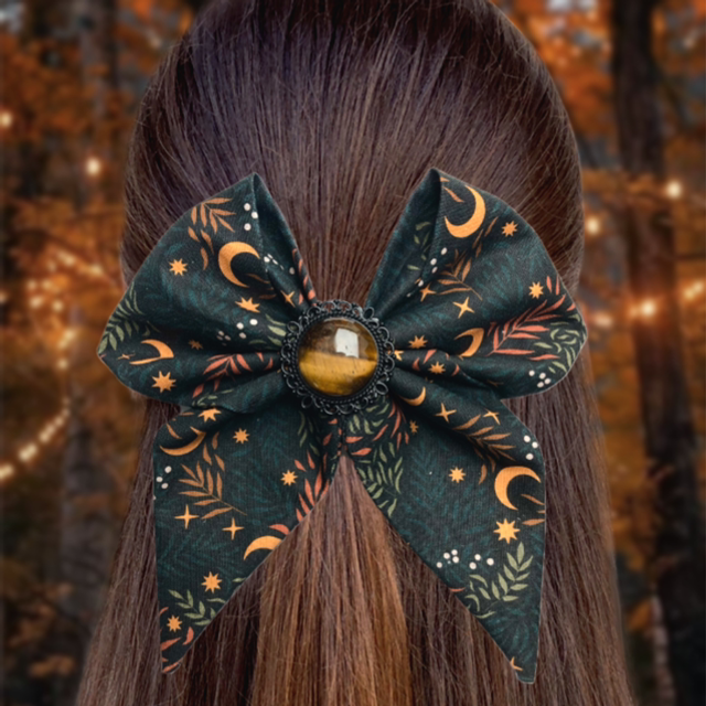 Barrette - Lune d’automne Oeil de tigre