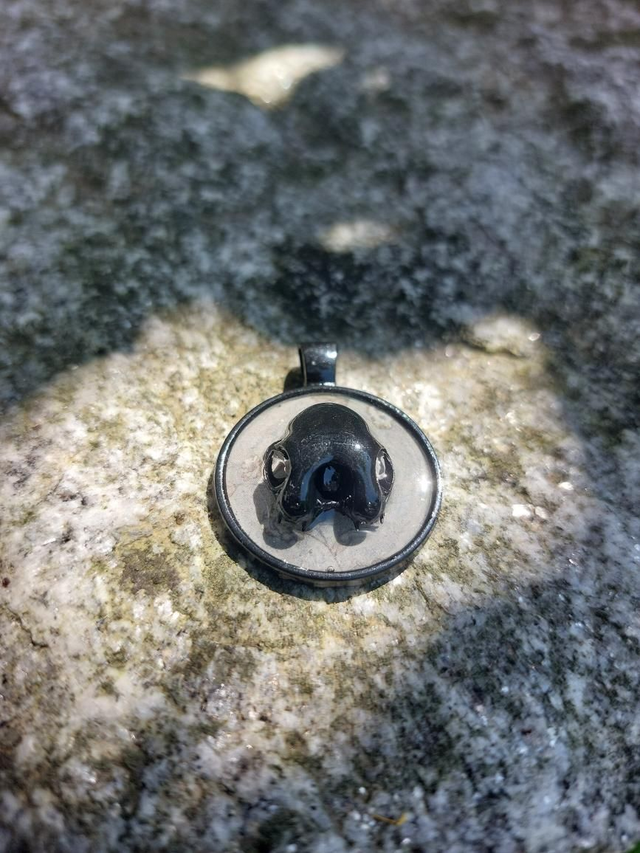 Pendentif crâne double chat noir