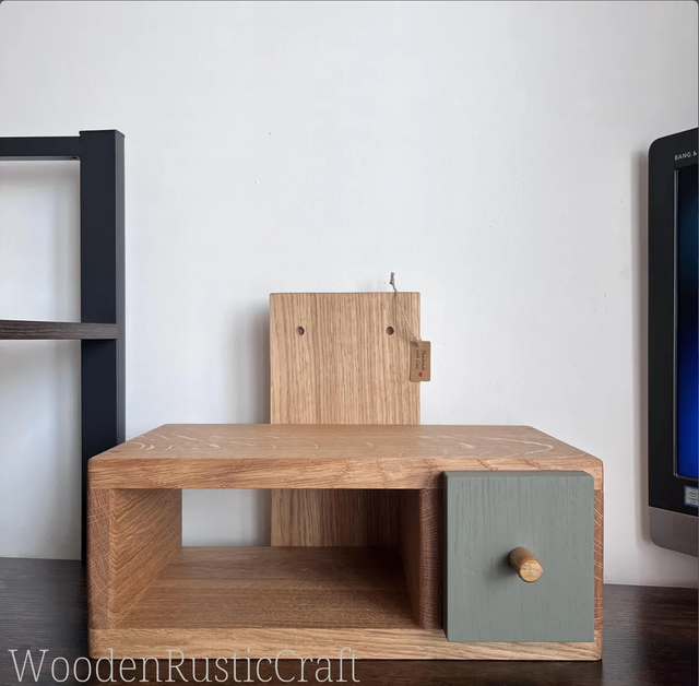 Oak Bedside Wall Cabinet with Drawer