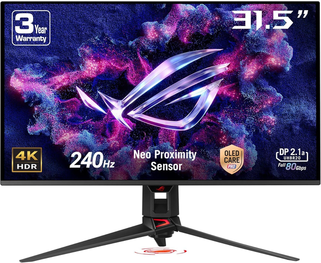 ASUS ROG Swift OLED PG32UCDMR, Moniteur de Jeu 31,5", 4K QD-OLED (3840 x 2160), 0,03 ms (GTG), 240 Hz, Compatible avec G-Sync