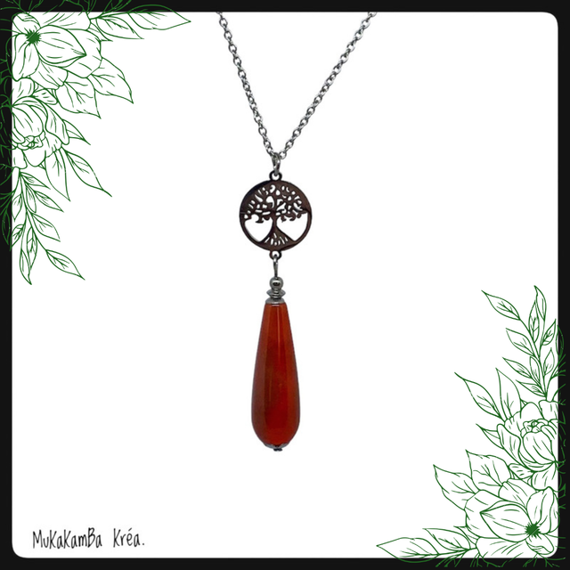 Collier arbre de vie et pierre naturelle