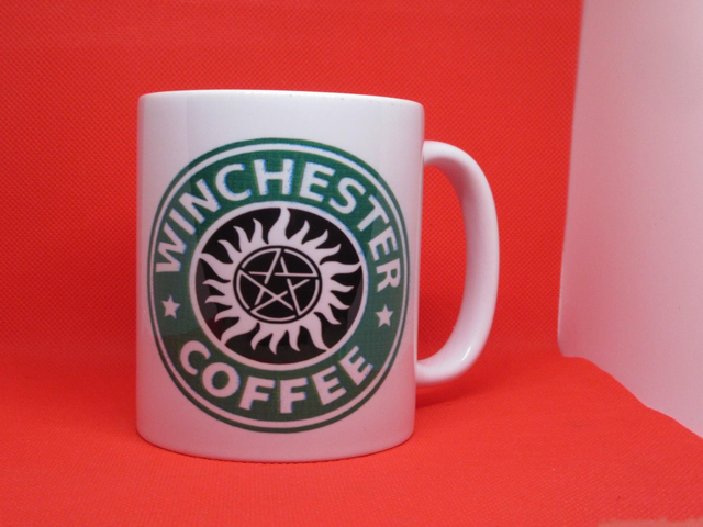 Custom Unofficial Printed Supernatural Winchester Coffee Logo 11oz boxed mug.