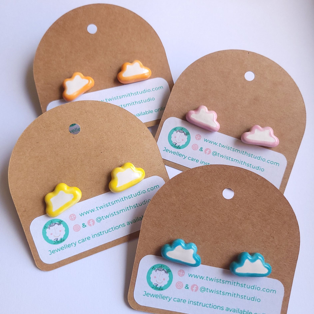 Fluffy Clouds Stud Earring - 4 Colours available