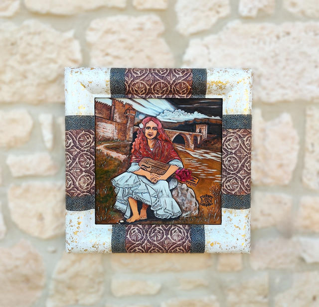 Tableau en cuir repoussé, Toled'Ana