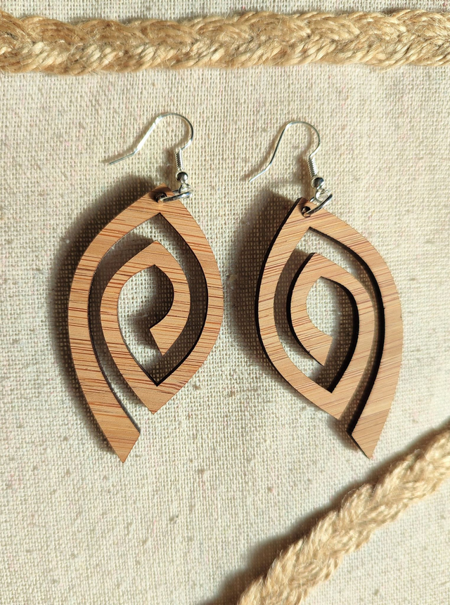 E02 – Boucles d'oreilles artisanales en bois CANOPY 2 –  Style Bohème