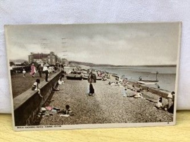 Hythe, Beach Showing Moyle Tower, Kent, Posted 1935 unbranded postcard. Our Ref No R385 £2.50