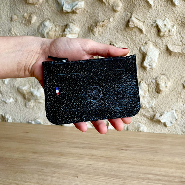 Porte cartes / porte monnaie Noir texture galucha