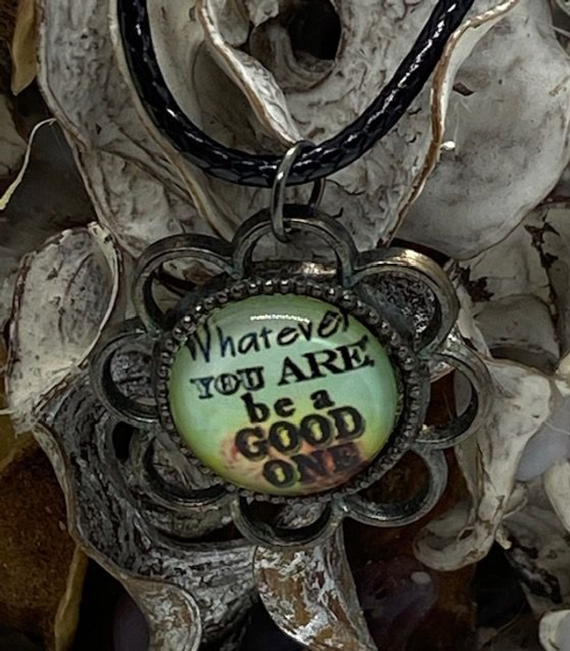 Flower cabachon necklace with sayings