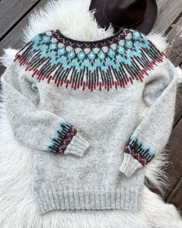 Hopi Sweater Kit - Col 02 (Light Ash Lettlopi) - Wool &amp; Pattern - Linka Neumann