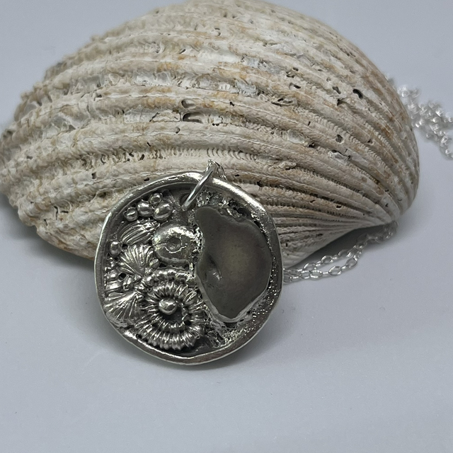 Rockpool Pendant with sea glass