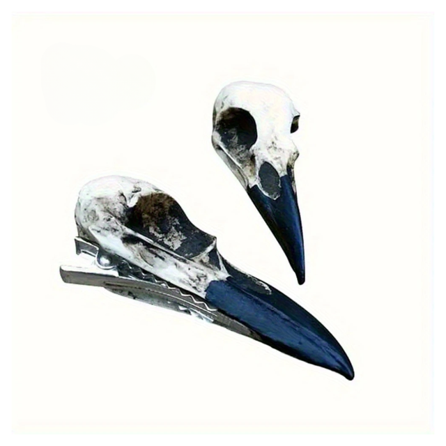 Gothic Raven Skull Hair Clip