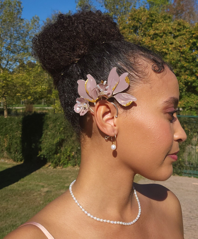 Tour d'oreille pour le cortège en résine "PINK POP" - accessoire cheveux mariage
