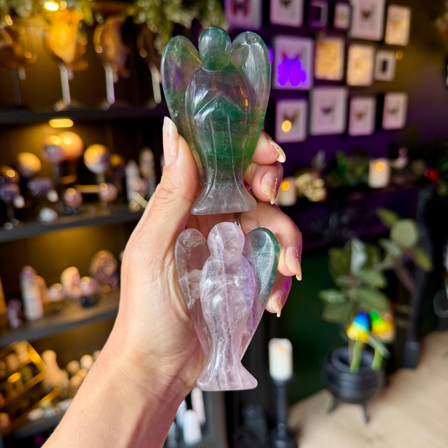 Fluorite Angel Carving