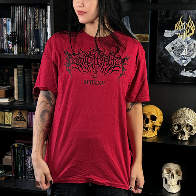 "Existentialist 2025" Logo T-Shirt in Cardinal Red