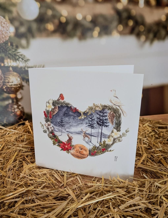 Carte double Noël des animaux