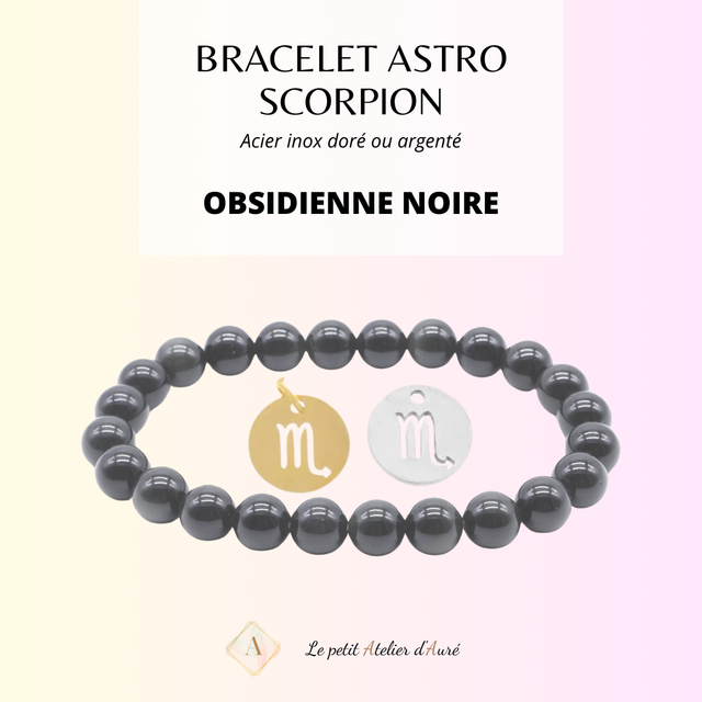 Scorpion - Bracelet Astro Obsidienne Noire