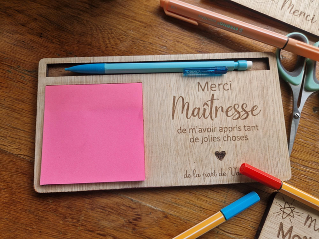 Porte post-it + crayon personnalisé 