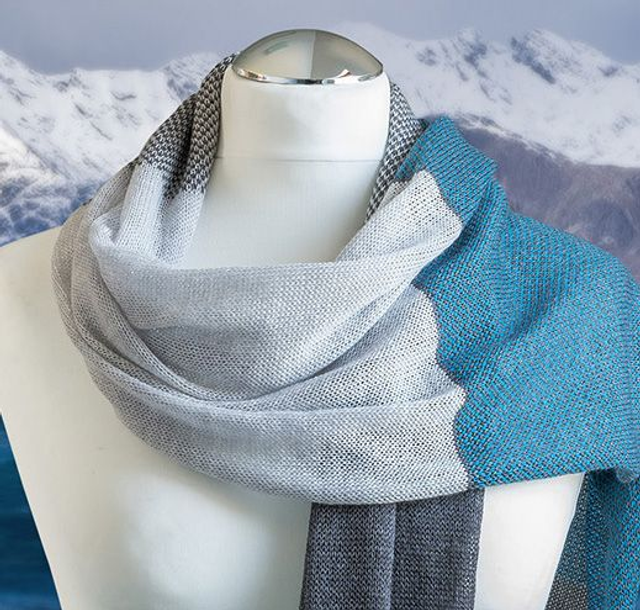 Skye Collection teal and grey wrap / pashmina / stole. Super fine merino shawl.