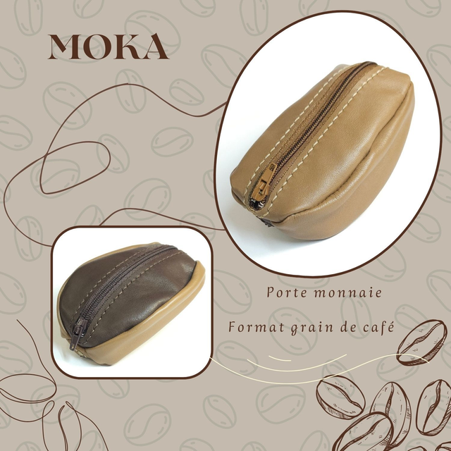 MOKA porte monnaie Grain de café - Camel / Chocolat