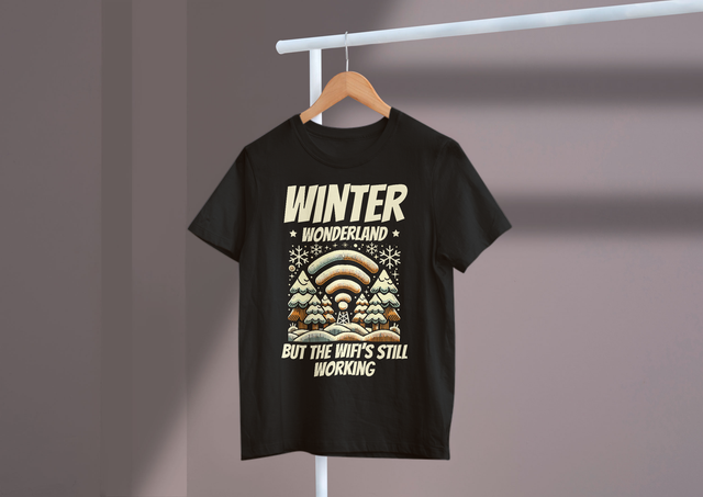 Winter Wonderland But the WiFi’s Still Working, Winter. Winterwunderland, aber das WLAN funktioniert immer noch, Winter