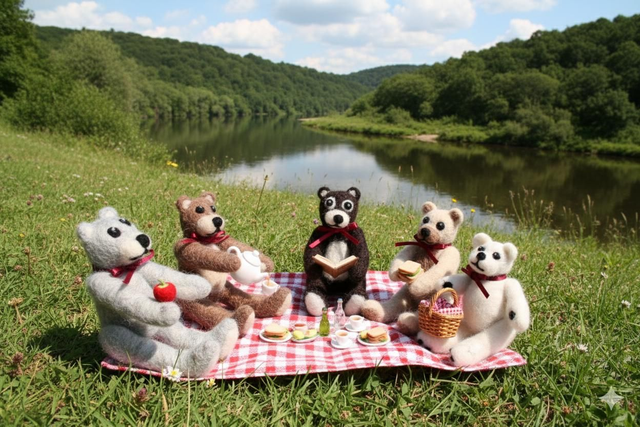 Needle Felt Mini Jointed Teddy Bears