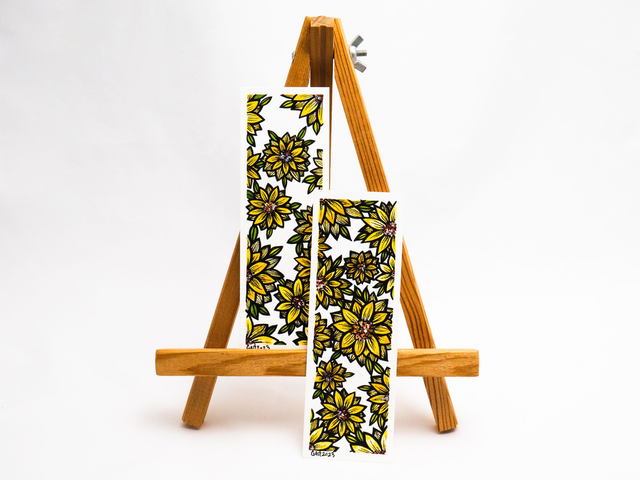 SŁONECZNIKI zakładka do książki ręcznie malowane kwiaty