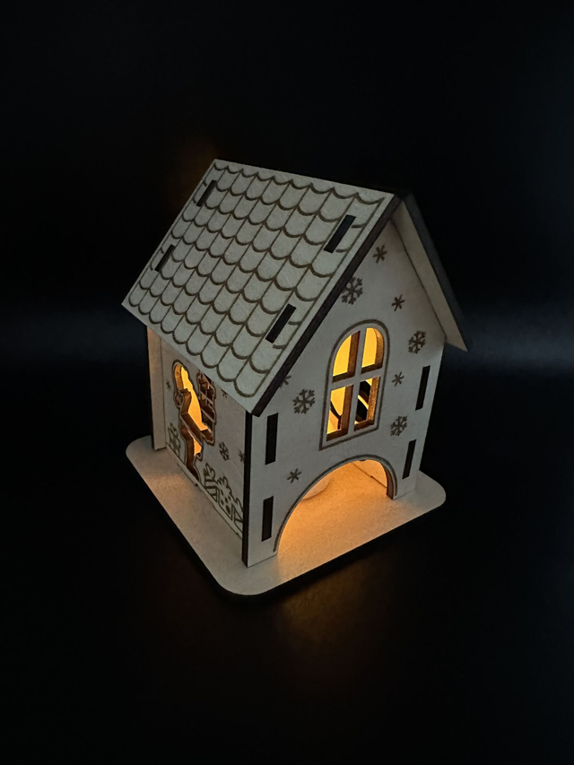 Maison Décorative en Bois - Motifs de Noël