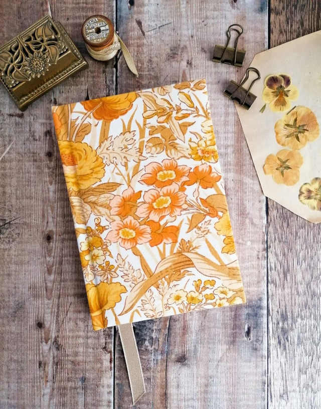 A5 Five Year Diary with vintage cotton fabric covers.