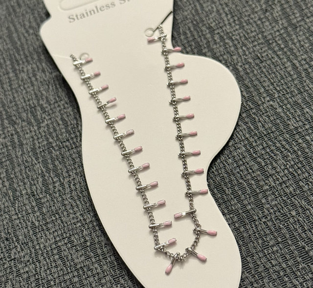 Enkelbandje zilver met roze