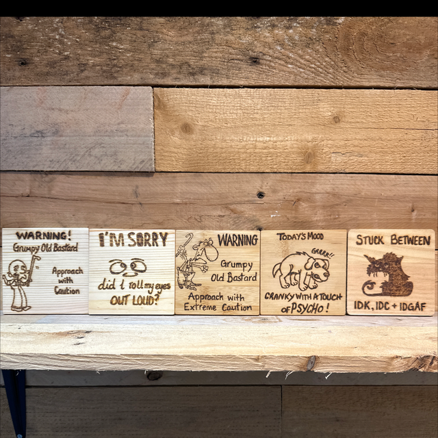 Funny Pyrography Coasters 
