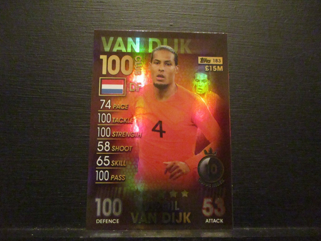 Virgil Van Dijk - 100 Club Match Attax 101 Original Trading Card