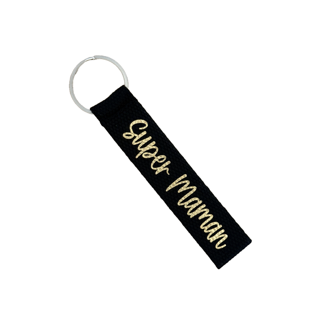 Porte Clé Noir et Doré Super Maman