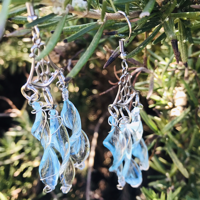 Tripla csavar lampwork üveg fülbevaló